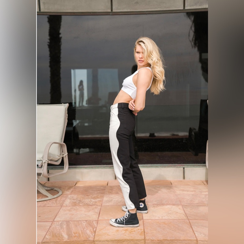 Revice Denim black and white wave jeans